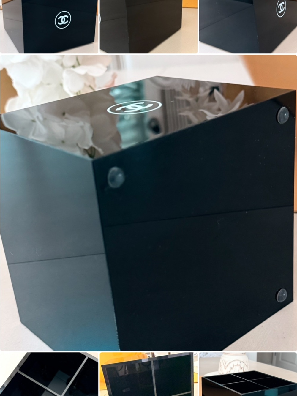 CHANEL Black & White Acrylic Cosmetic Caddy with CC Emblem - Picture 8 of 8